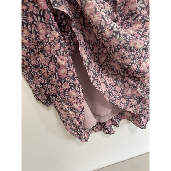 LoveShackFancy Cassidy Dress 6 Pink Floral Puff Sleeve Ocean Breeze Ruffled Mini - Picture 3 of 12